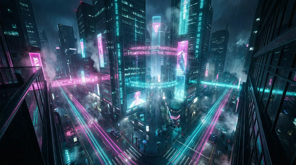 uber公司 竖屏短剧平台首页背景 - 赛博朋克都市夜景
